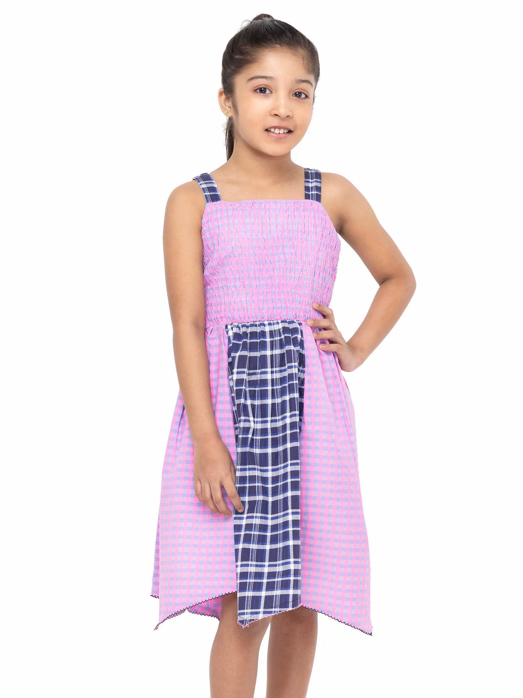 Pink Check Cotton Frock